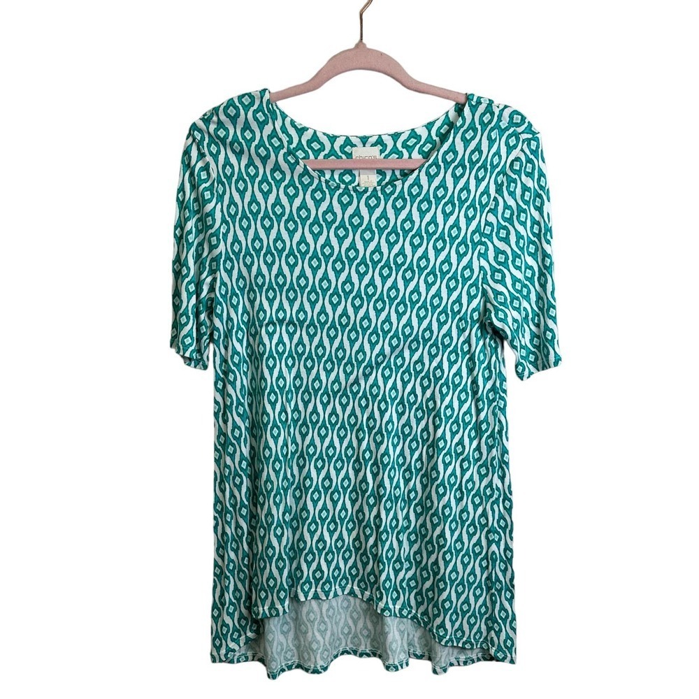 Chico’s Blouse 100% Modal Women’s sz.‎ 1(MEDIUM) Green w/ Sleeve